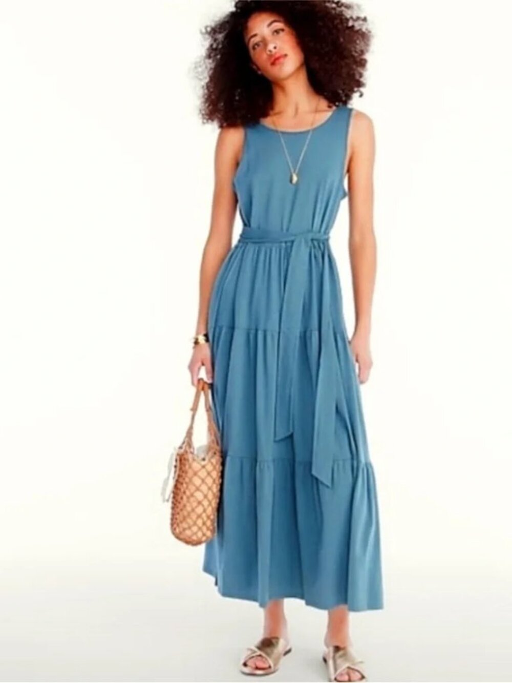J Crew Broken-in jersey tiered maxi dress Small